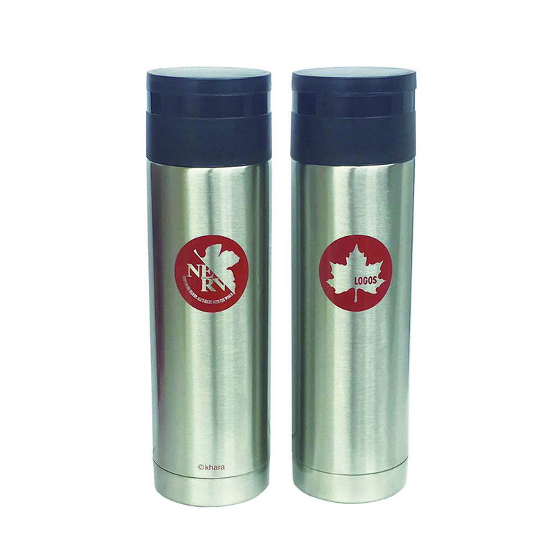 Rebuild Of Evangelion Eva & Logos Slim My Bottle Silver (300ml) image 1