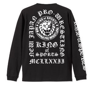 New Japan Pro-Wrestling - Lion Mark Long Sleeve T-shirt Old English Ver. Black (S Size)
