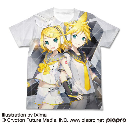 Kagamine Rin, Len V4X Full Graphic T-shirt White (S Size) image 1