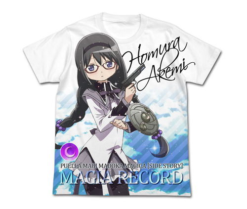 Puella Magi Madoka Magica Side Story Magia Record - Magia Record Homura Akemi Full Graphic T-shirt White (M Size) image 1