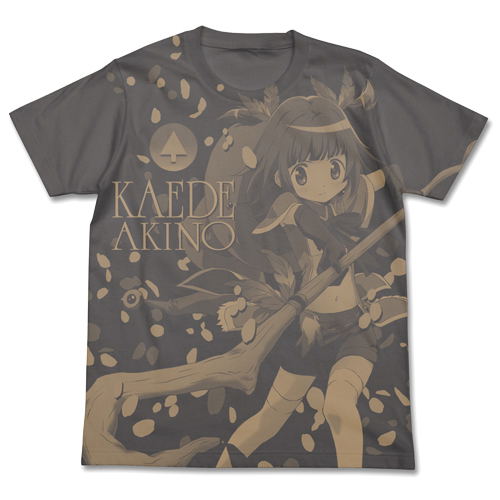 Puella Magi Madoka Magica Side Story Magia Record - Kaede Akino All Print T-shirt Medium Gray (L Size) image 1