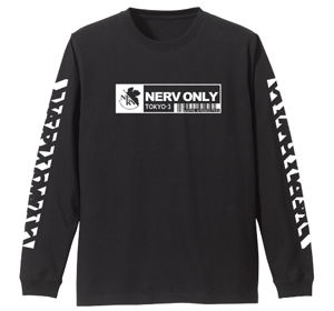 Evangelion - Nerv Sleeve Rib Long Sleeve T-shirt Black (L Size)_