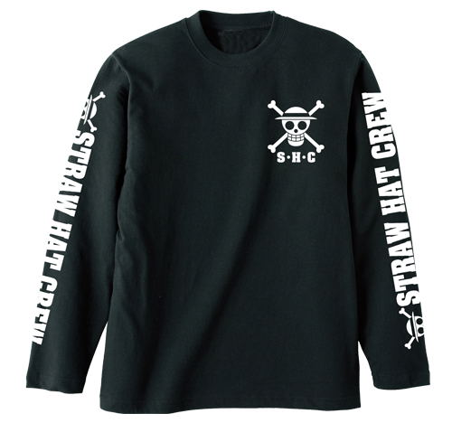 One Piece - Straw Hat Pirates Rib-less Long Sleeve T-shirt Black