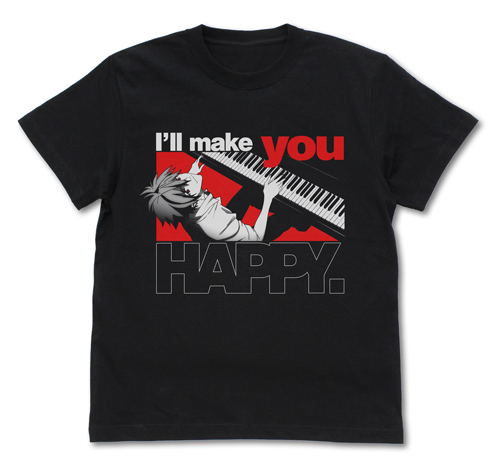 Evangelion - Kaworu Nagisa & Piano T-shirt Black (XL Size) image 1