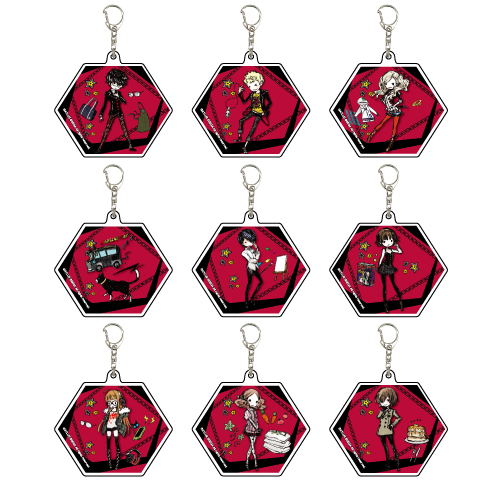 Persona 5 Acrylic Key Chain Hexagon 01 Graff Art Design (Set of 9 pieces) image 1