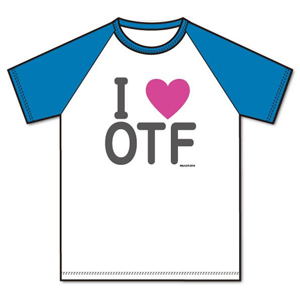 Dragon Pilot: Hisone And Masotan - I Love OTF T-shirt White x Blue (L Size)_