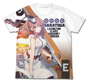 Kantai Collection -Kan Colle- Saratoga Full Graphic T-shirt White (L Size)_