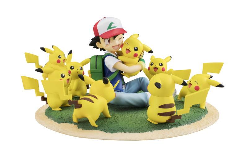G.E.M. Series Pocket Monsters Pre-Painted PVC Figure: Ash Ketchum & Pikachu (Crowd of Pikachu Ver.) image 1