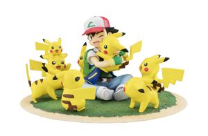 G.E.M. Series Pocket Monsters Pre-Painted PVC Figure: Ash Ketchum & Pikachu (Crowd of Pikachu Ver.)