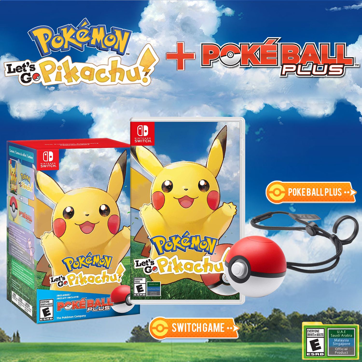 Pokemon: Let\'s Go, Pikachu! Plus + Switch Poke Nintendo for Ball Pack