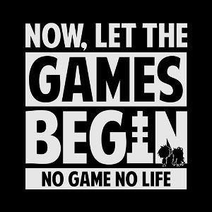 No Game No Life - Now, Let The Games Begin Message T-shirt Black (XL Size)