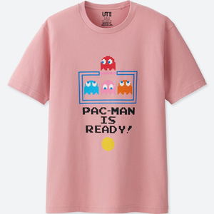 UT Namco Museum - Pac-Man Is Ready Men's T-shirt Pink (L Size)_