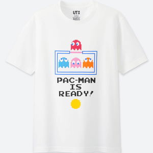 UT Namco Museum - Pac-Man Is Ready Men's T-shirt White (S Size)_