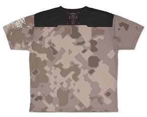 Mobile Suit Gundam - Earth Federation Space Forces Camouflage Double-sided Full Graphic T-shirt (L Size)