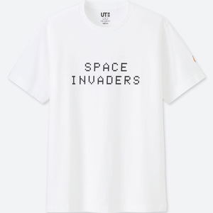 UT Taito Museum - Space Invaders Men's T-shirt White (XL Size)_