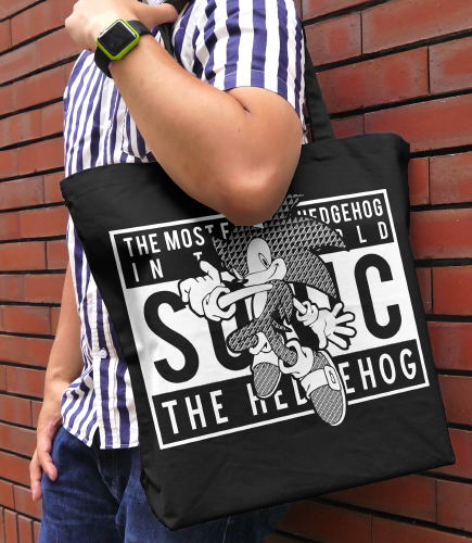 Sonic The Hedgehog - Sonic Street Design Large Tote Bag Black image 2