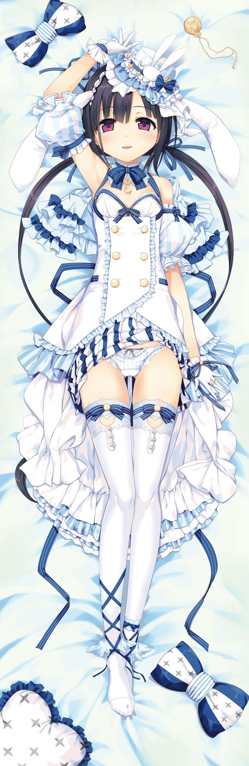Maitetsu - Pure Station Dakimakura Cover: Fukami White & Black Rabbit Dress + Wedding Set image 1