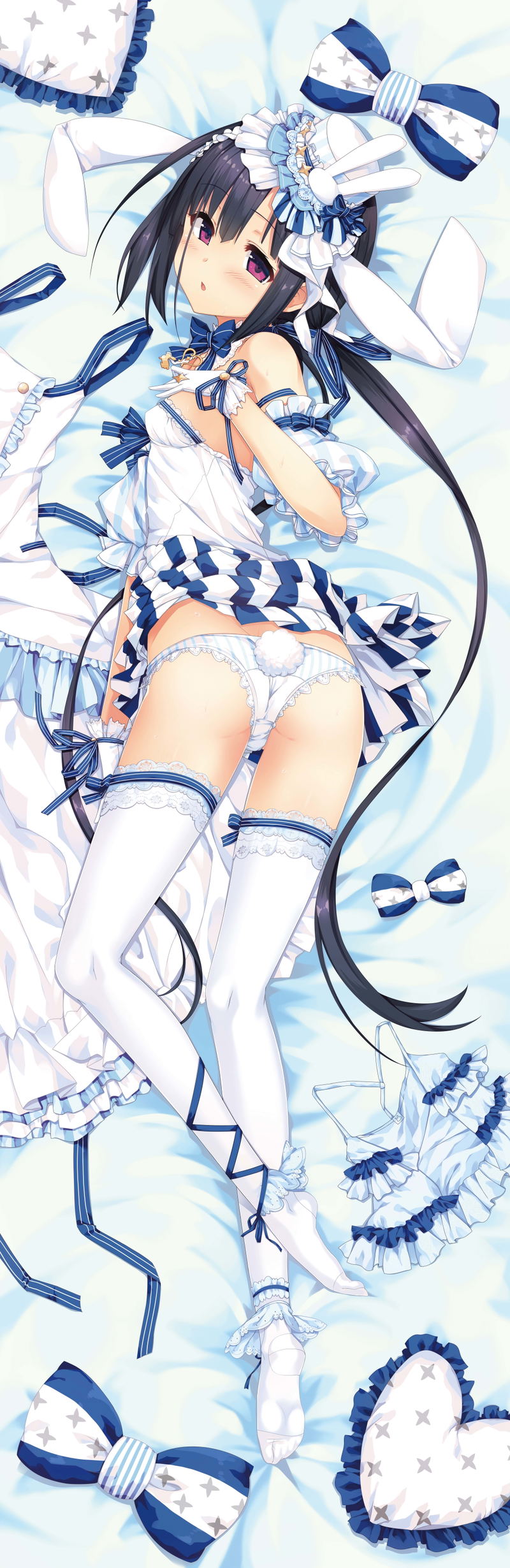Maitetsu - Pure Station Dakimakura Cover: Fukami White & Black Rabbit Dress + Wedding Set image 2