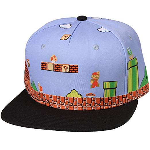 Nintendo - Mario 8Bit All Over Scene Snapback Baseball Cap image 1