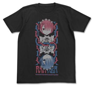 Re:Zero - Starting Life In Another World - Ram And Rem T-shirt Black (M Size)_