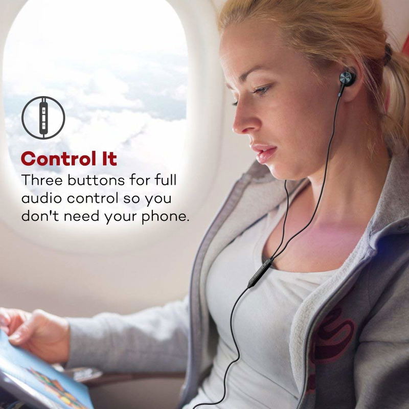 TaoTronics Active Noise Cancelling Headphones, Wired Earphones In Ear Corded Earbuds With 15 Hours Playtime And Built-in Microphone (Noise Reduction, Aluminum Alloy Construction) image 6