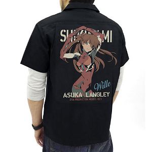 Evangelion - Shikinami Asuka Langley Full Color Work Shirt Black (XL Size)
