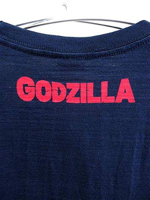 Mt. Fuji And Giant Monster Godzilla T-shirt Navy (L Size)