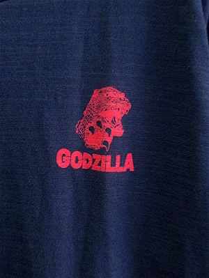 Mt. Fuji And Giant Monster Godzilla T-shirt Navy (M Size)