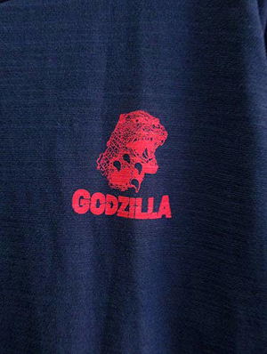 Mt. Fuji And Giant Monster Godzilla T-shirt Navy (XXL Size)_