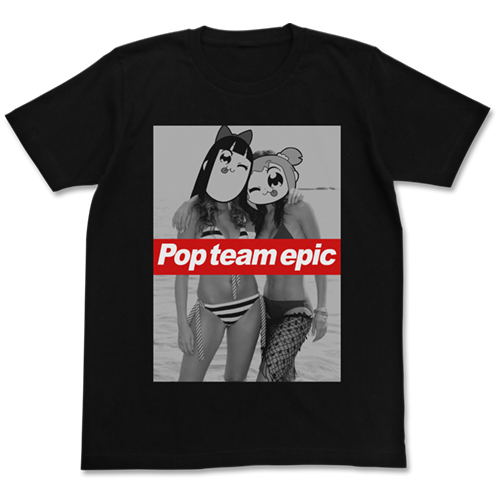 Pop Team Epic - Popuko And Pipimi Swimsuit Ver. T-Shirt (Black | Size XL) image 1