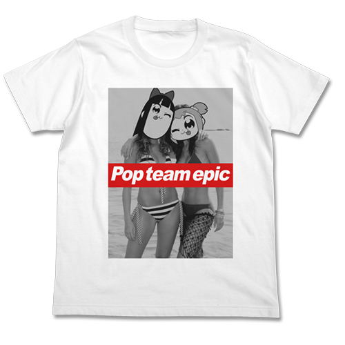 Pop Team Epic - Popuko And Pipimi Swimsuit Ver. T-Shirt (White | Size S ) image 1
