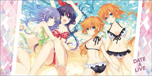 Date A Live Original Ver. - Heroine Group 120cm Big Towel Tropical Ver. (Tohka, Miku, Kaguya, Yuzuru) image 1