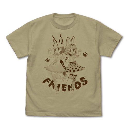 Kemono Friends 2 - Serval And Caracal T-shirt Sand Khaki (S Size) image 1
