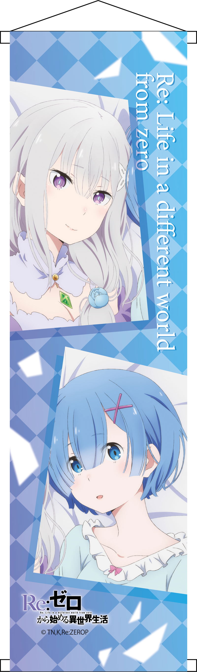Re:Zero kara Hajimeru Isekai Seikatsu Mini Wall Scroll: Emilia & Rem image 1