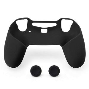 Silicone Grip & Stick Cap Set for PS4 Controller (Black)