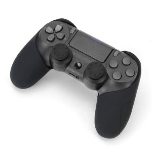 Silicone Grip & Stick Cap Set for PS4 Controller (Black)