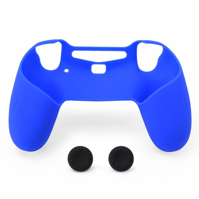 Silicone Grip & Stick Cap Set for PS4 Controller (Blue) image 3