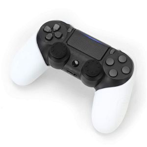 Silicone Grip & Stick Cap Set for PS4 Controller (White)