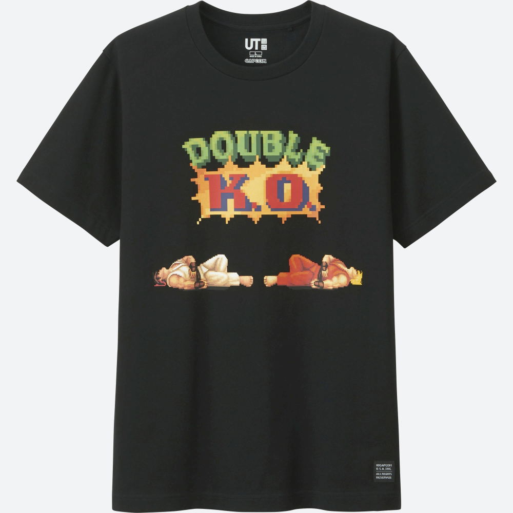 UT Street Fighter - Double K.O. T-shirt Black (XL Size)