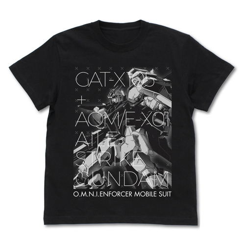 Mobile Suit Gundam Seed - Aile Strike Gundam T-shirt Black (M Size) image 1