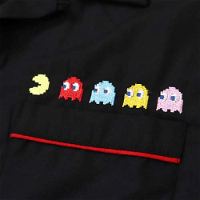 Pac-Man Game Center Embroidered Polo Shirt Black (M Size)