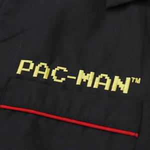 Pac-Man Game Center Embroidered Polo Shirt Black (S Size)_