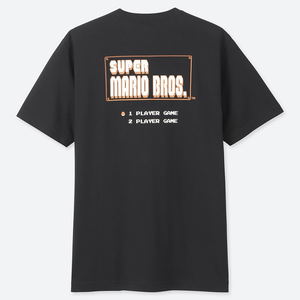 UT Nintendo Super Mario Family Museum - Title Screen Men's T-shirt Black (M Size)_