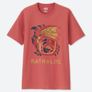 UT Monster Hunter 15th Anniversary - Rathalos Men's T-shirt Red (M Size)_