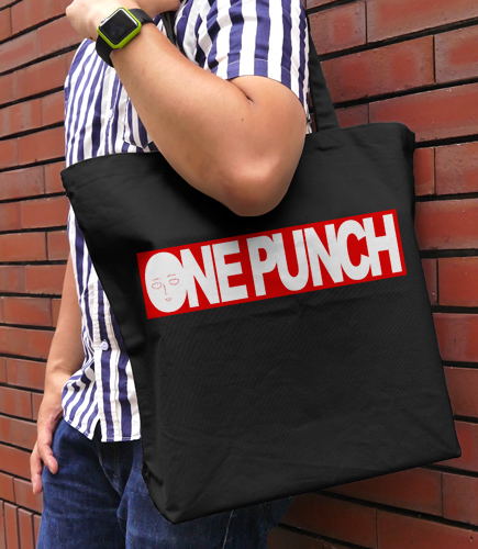 One Punch Man - One Punch Logo Large Tote Bag Black image 2