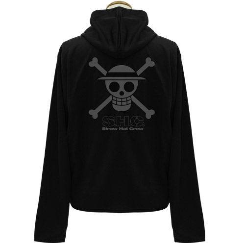 One Piece Straw Hat Crew Thin Dry Hoodie Black (XL Size)