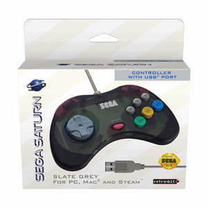 Retro-Bit SEGA Saturn 8-button Arcade Pad-USB (Slate Grey)_