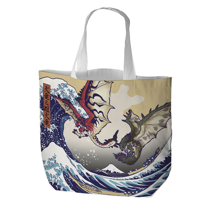 Monster Hunter Ukiyo-e Tote Bag: Rathalos And Rathian x Fugaku image 1
