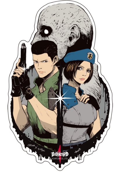 Capcom X B Side Label Sticker Resident Evil Chris And Jill 6728