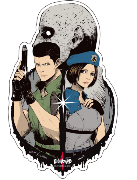Capcom x B-Side Label Sticker Resident Evil Chris & Jill image 1